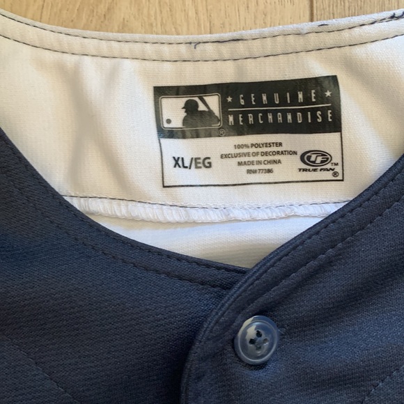 NEW YORK YANKEES jersey XL blue white gray Embroider lettering - Picture 6 of 10